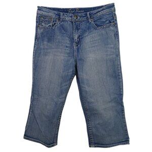 Royal Premium Denim Capri Jeans Women Size 12 Studded Pockets Blue Light Wash